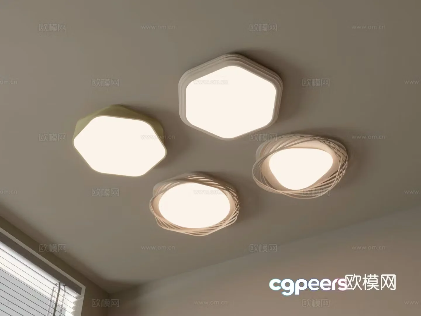Geometric ceiling lamp bedroom lamp 3d model