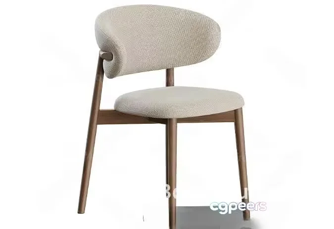 A Chair With A Light-Colored Seat And Backrest 3D Model – 20489 – VRAY Render