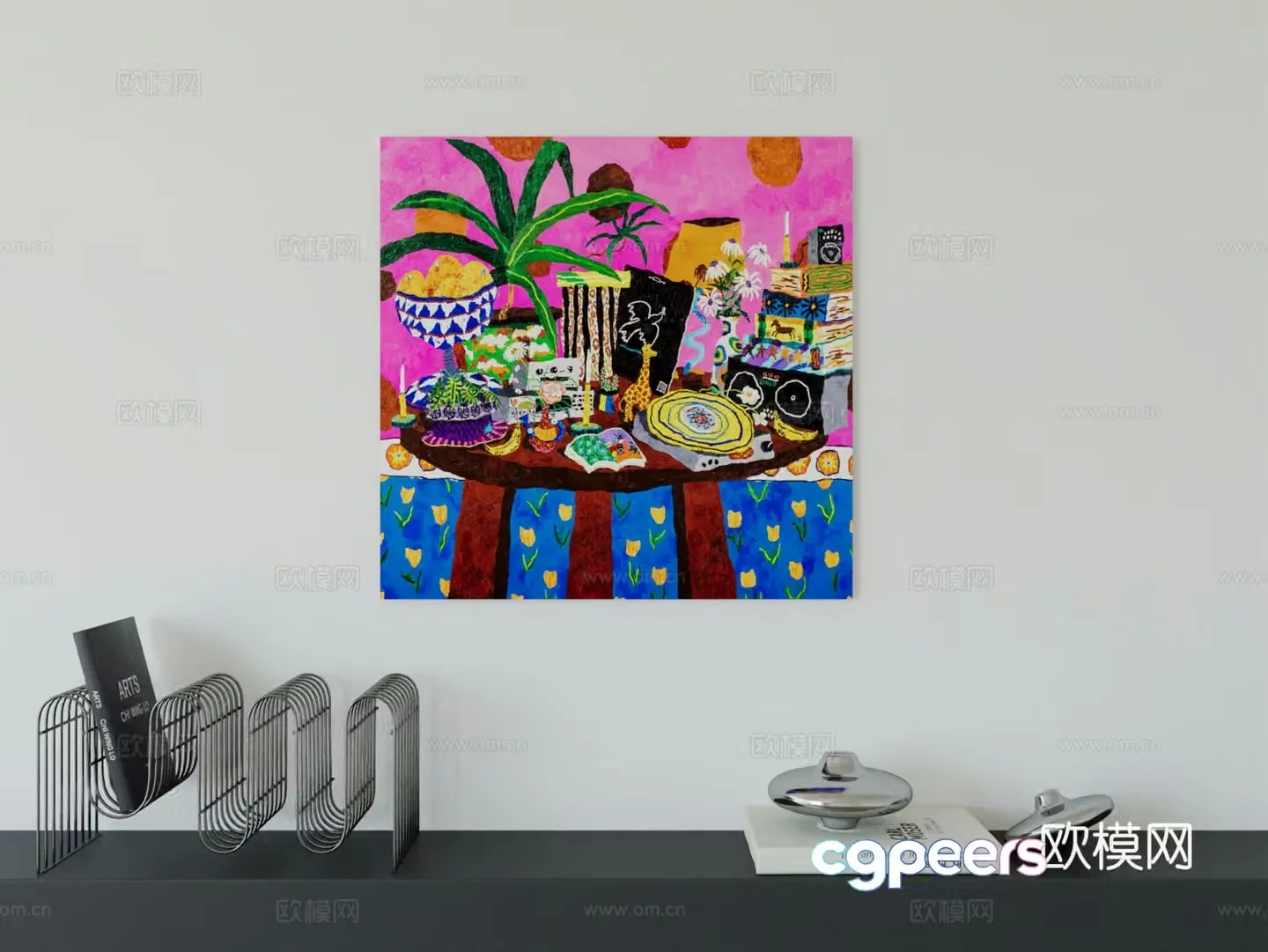 Modern minimalist hanging painting Bauhaus art hanging painting 3d model