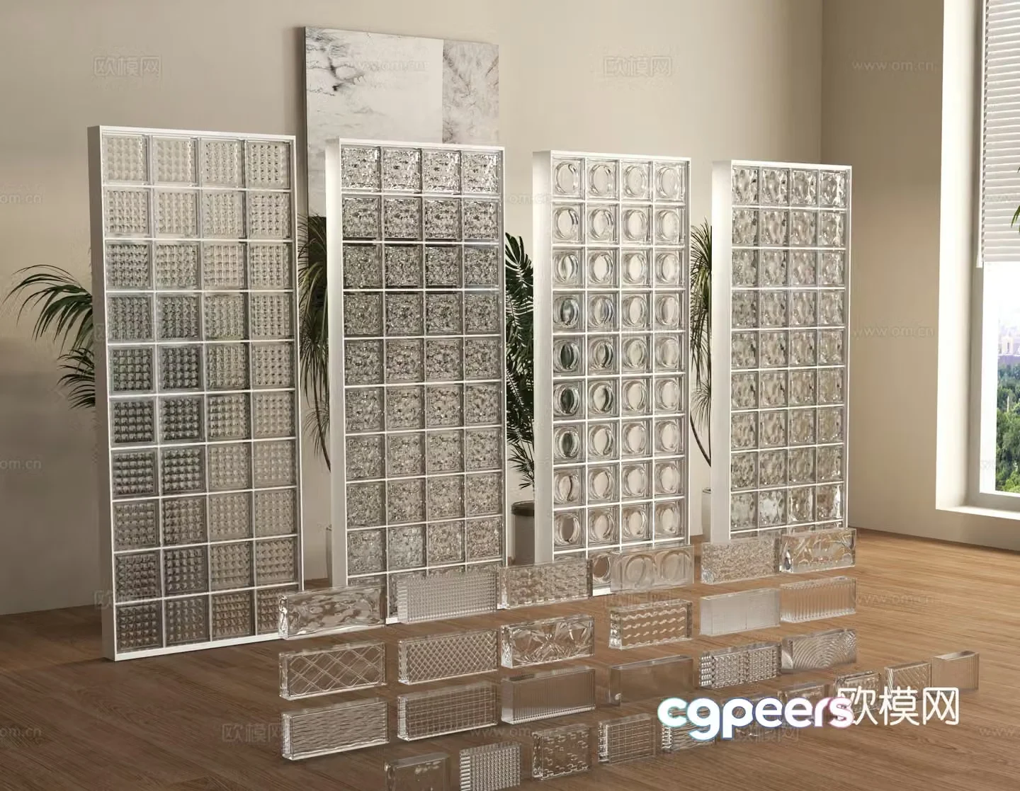 Glass screen Glass partition Glass brick 3D model