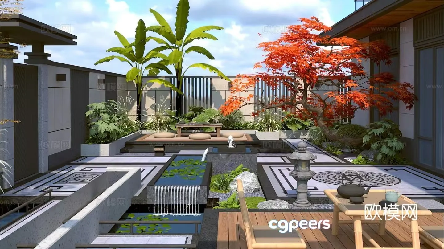 Villa courtyard 3d model