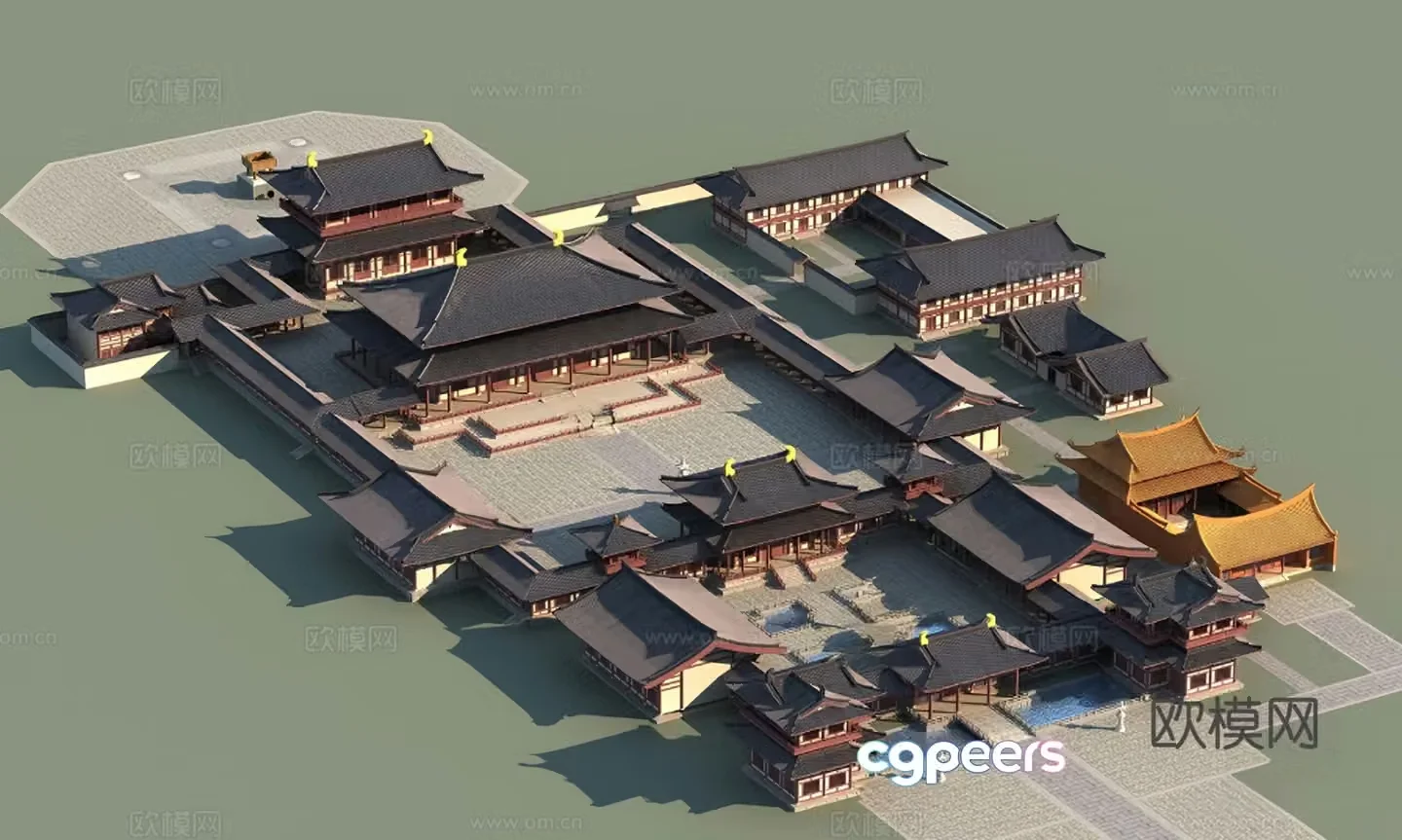 Chinese -style temple 3D model of Guanyin Temple in Suzhou