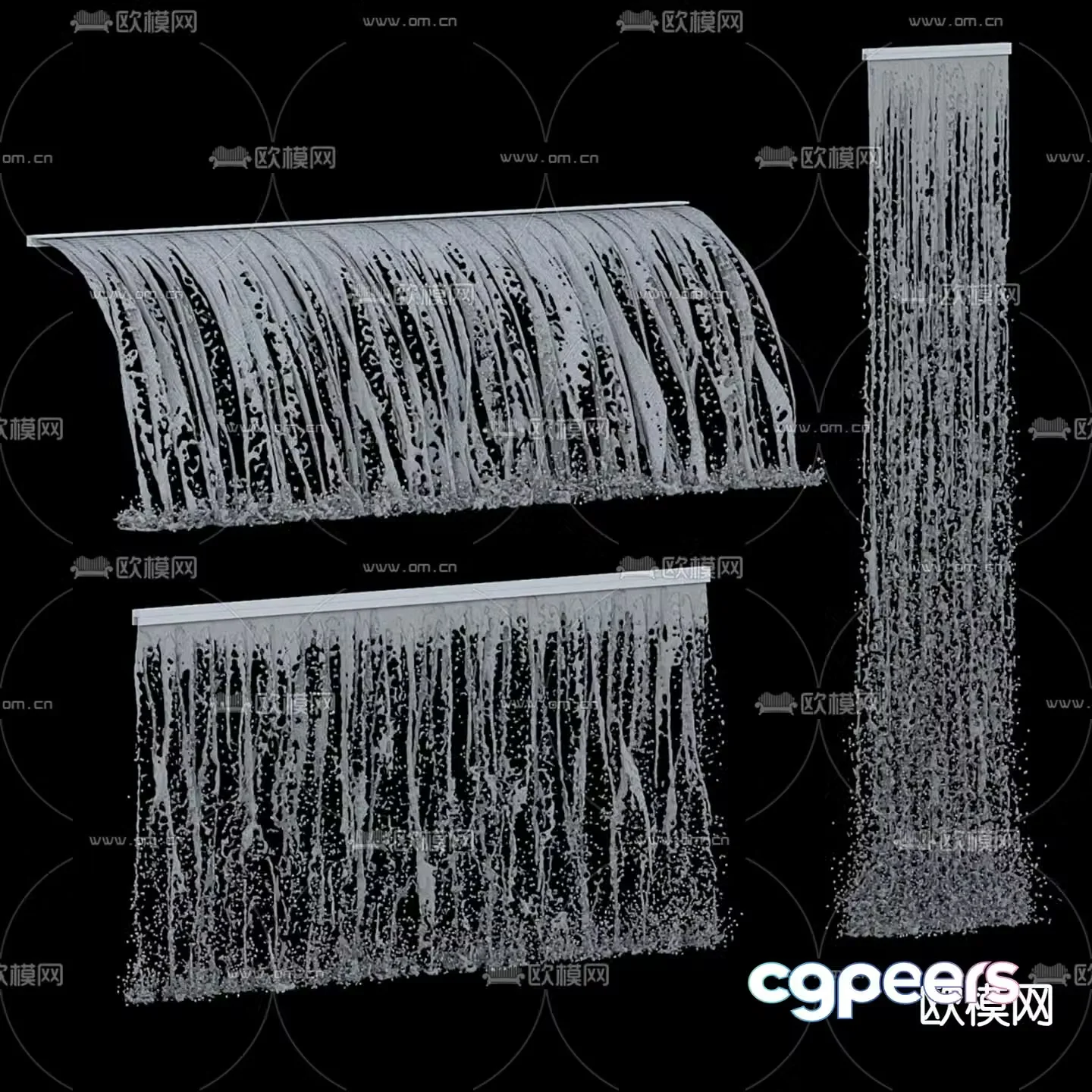 Modern flowing water waterfall waterscape 3d model