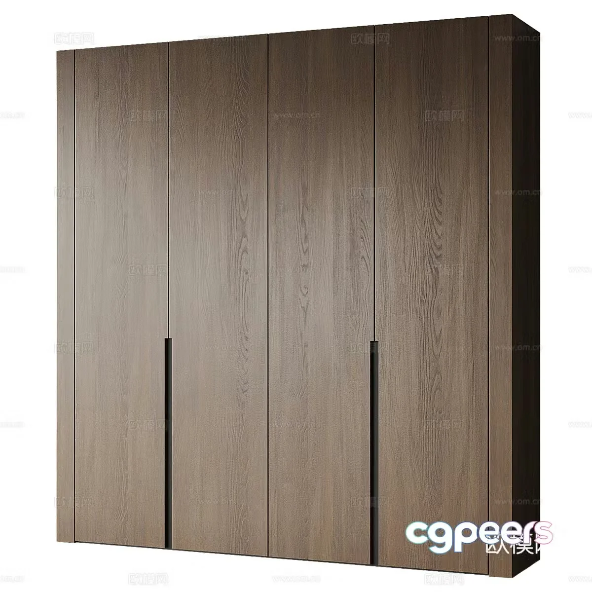 Modern Italian minimalist solid wood door wardrobe 3D model
