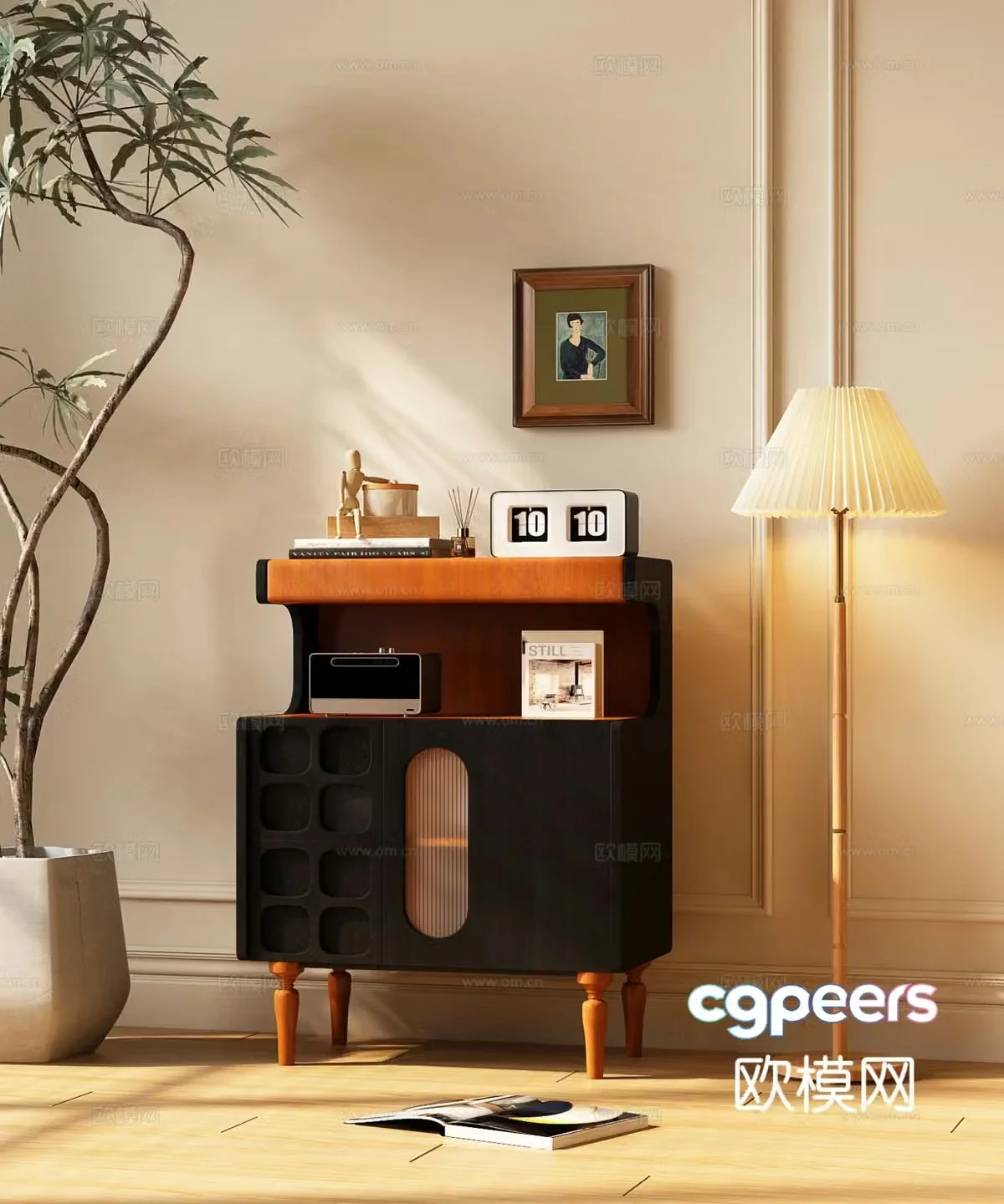 Medieval style entrance cabinet and side cabinet 3D model
