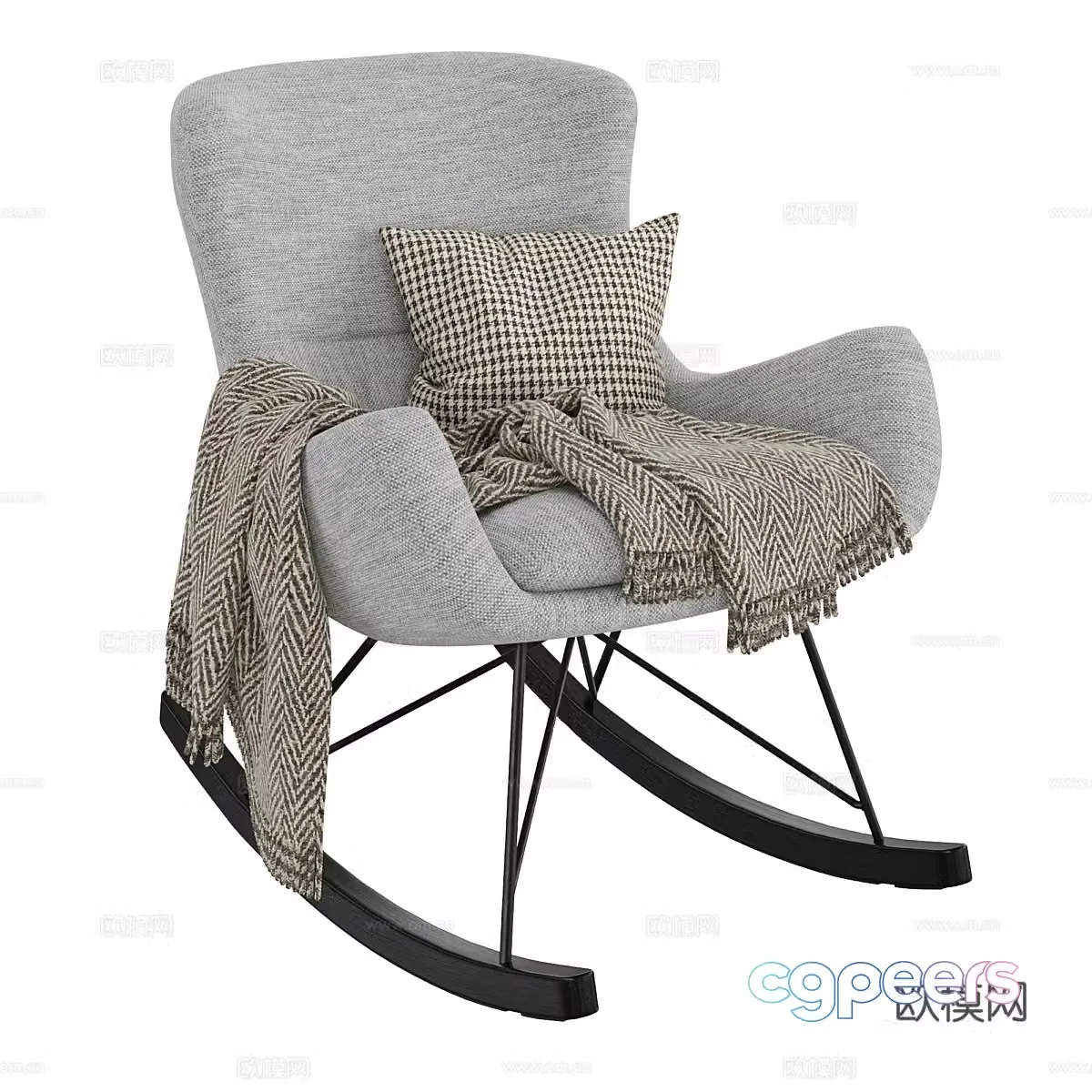 New Chinese style leisure chair rocking chair 3d model