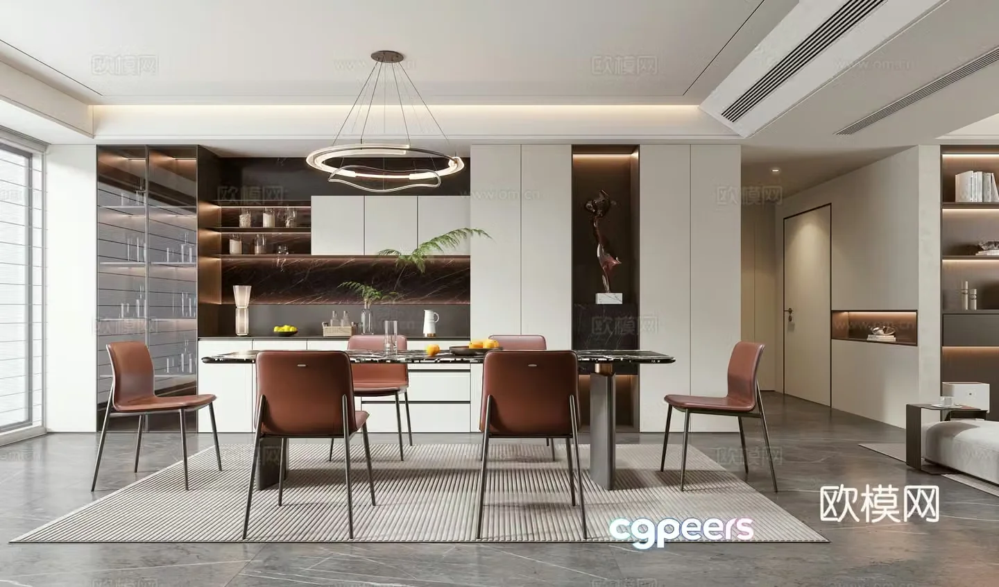 Modern light luxury restaurant 3D model