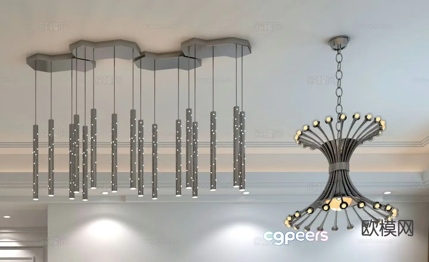 Modern creative chandelier living room chandelier 3d model