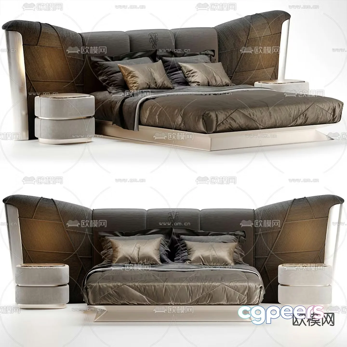 visionnaire fabric double bed commercial bed 3d model