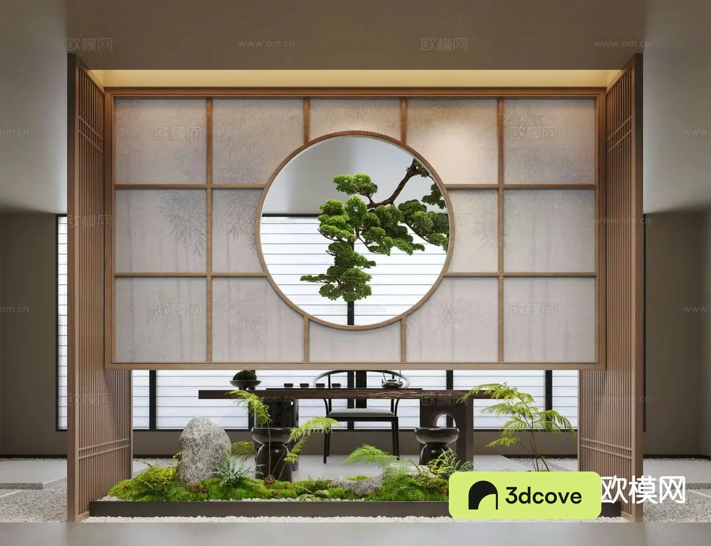 New Chinese style indoor landscape green plant landscaping