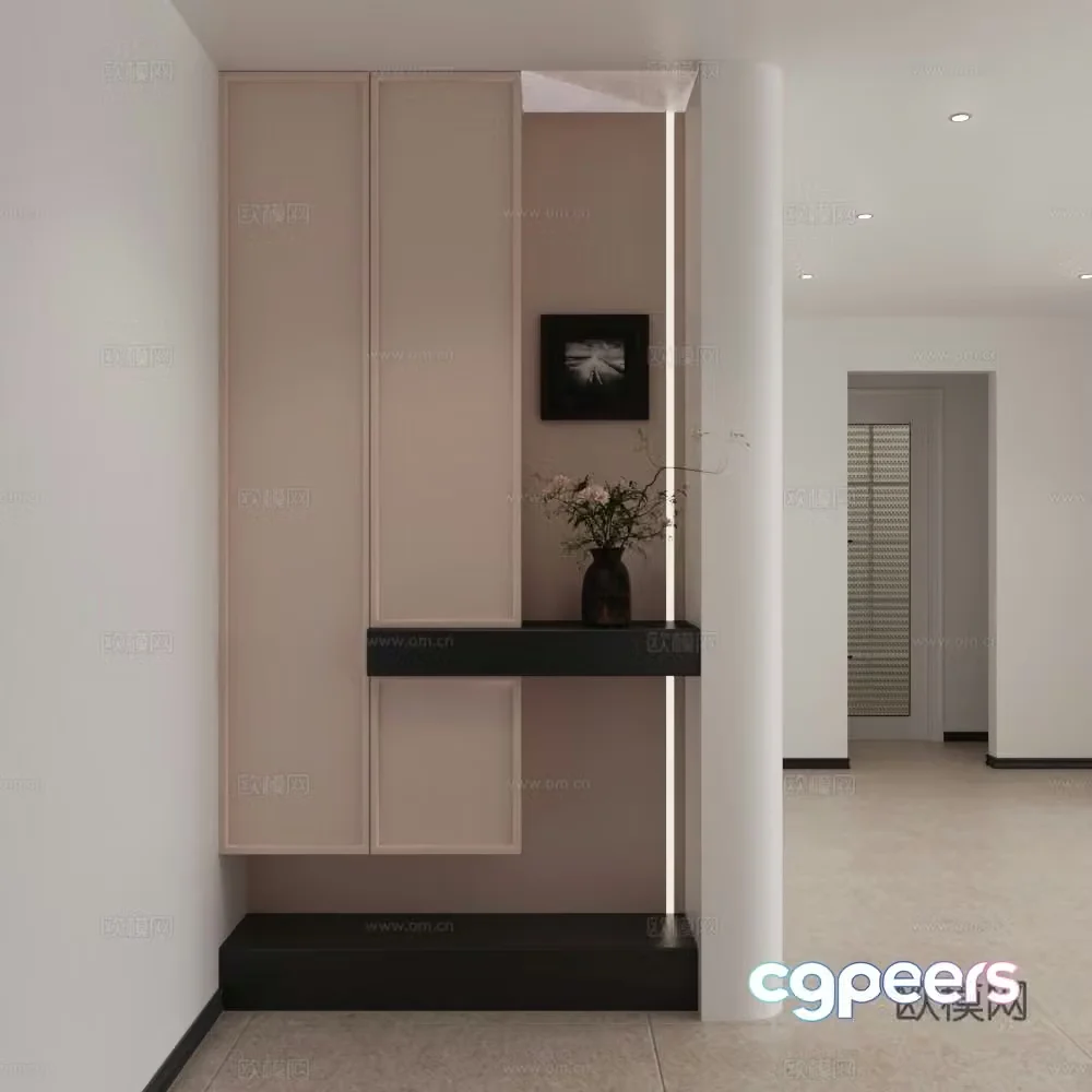 Modern entrance geometric shape entrance entrance end view cabinet 3D model