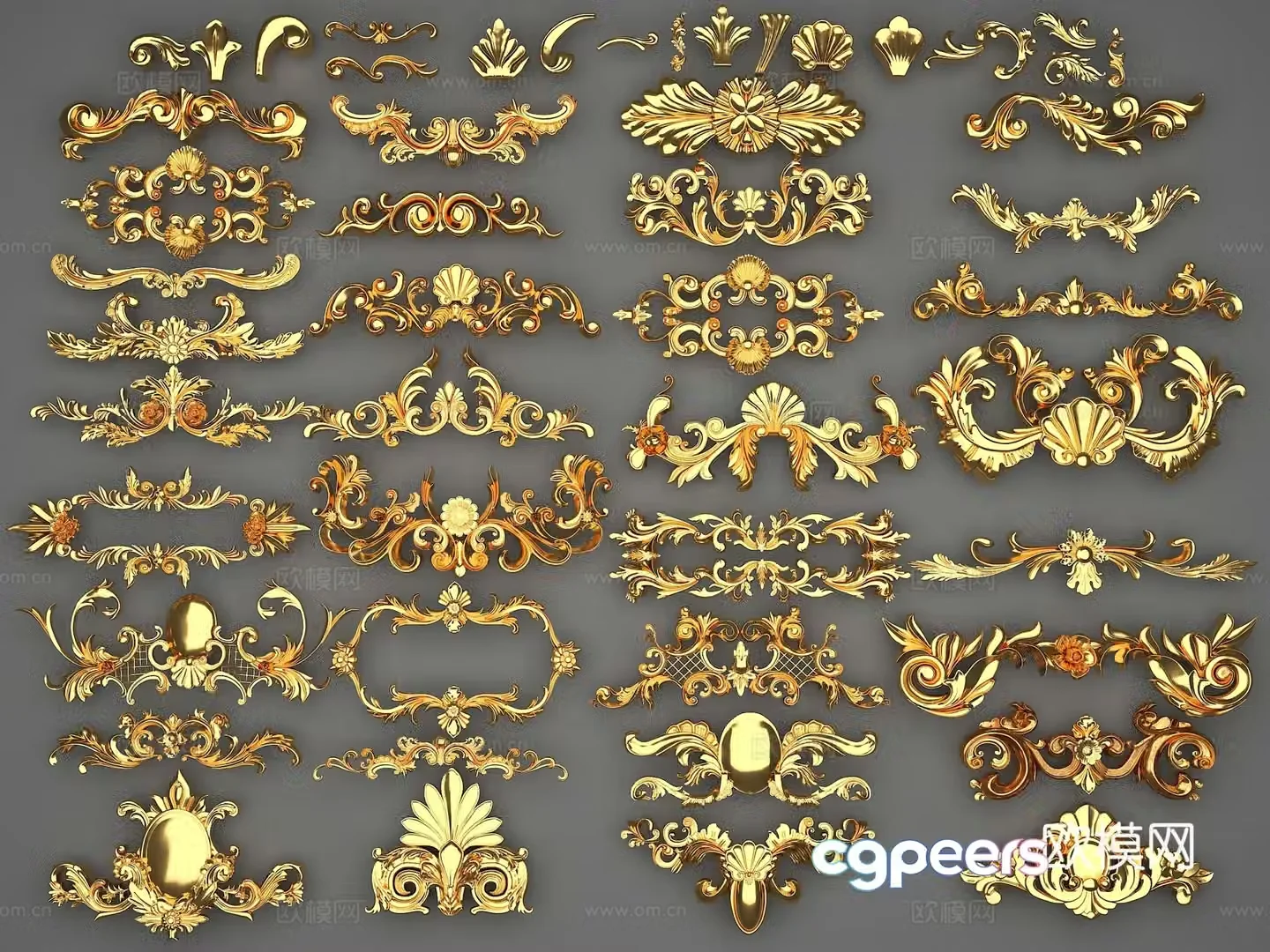 European carving wall carving golden carving carving 3D model