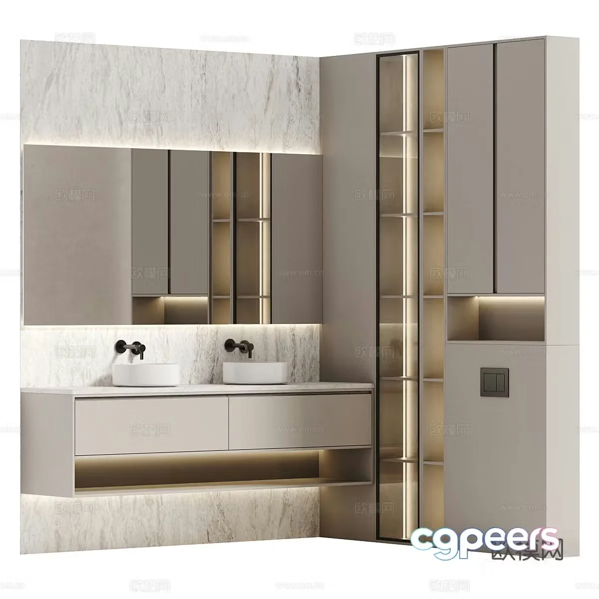 Modern Italian minimalist bathroom cabinet 3d model