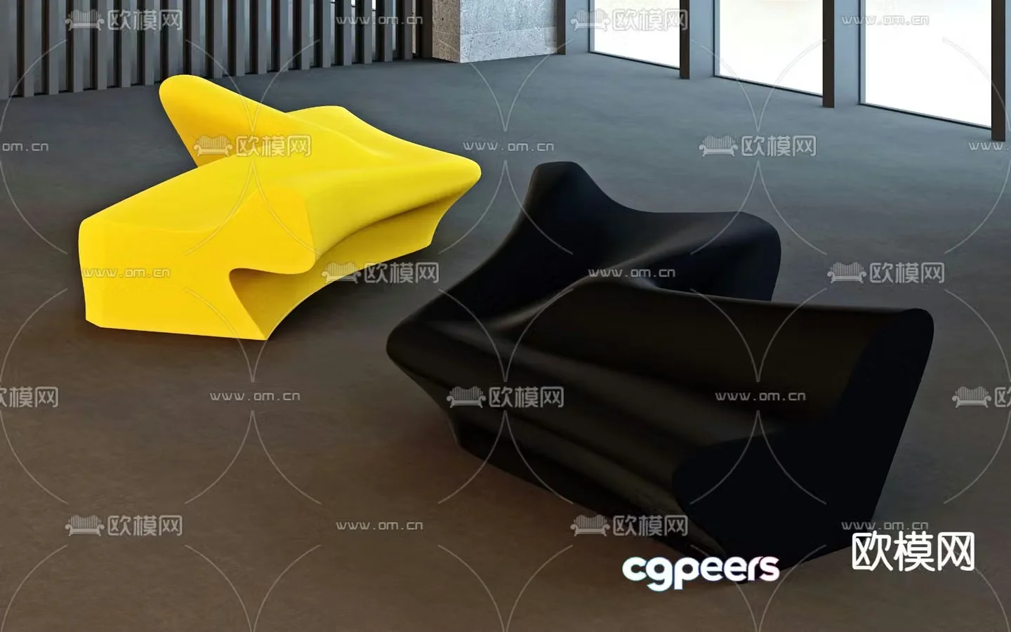 Public Sofa Lobby Sofa Special Shaped Sofa 3D Model
