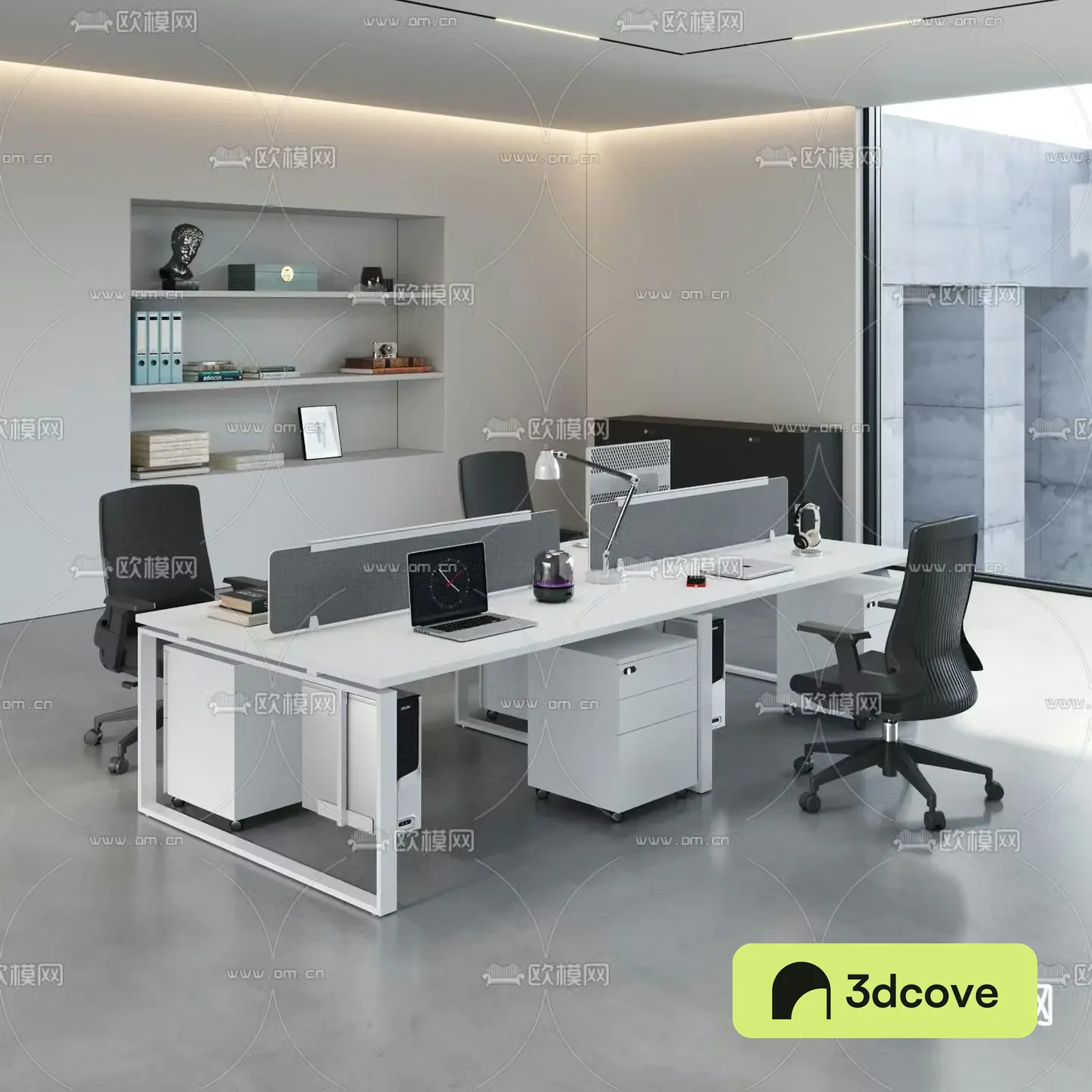 Screen card space office desk and chair