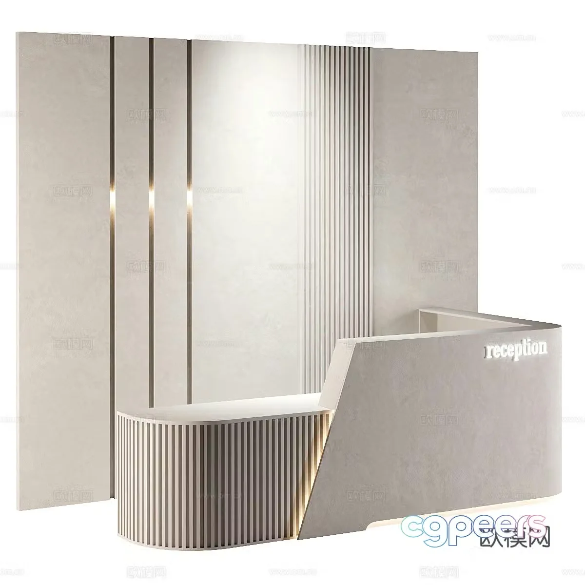 Modern minimalist company front desk reception desk 3D model