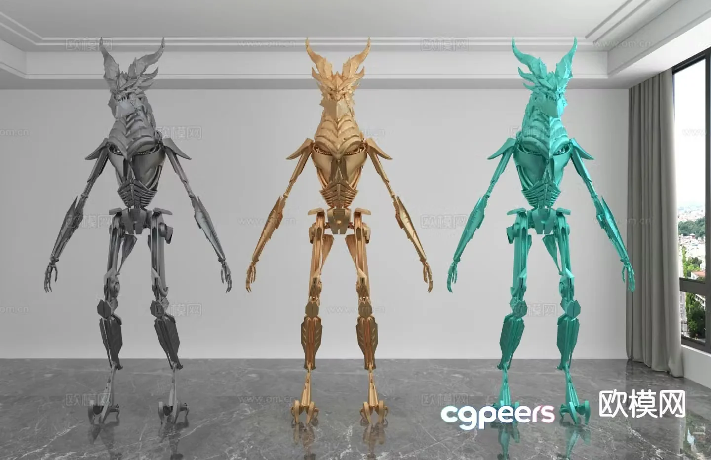3D model of modern monster trendy ornaments