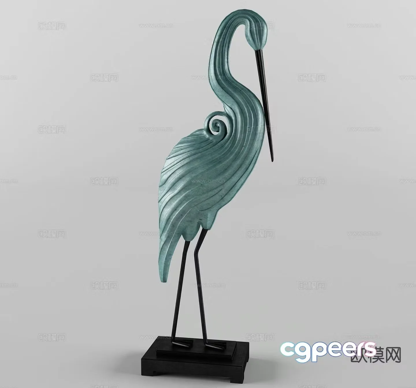 Red-Crowned Crane Sculpture Art Ornament 3D Model