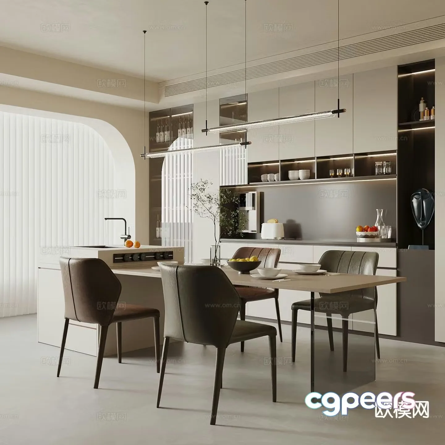 Modern island restaurant 3d model