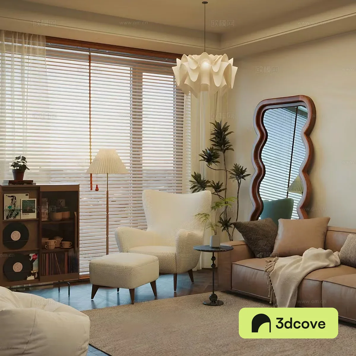 Medium retro home living room Medium ancient living room Sofa Leisure sofa lounge chair Full body mirror