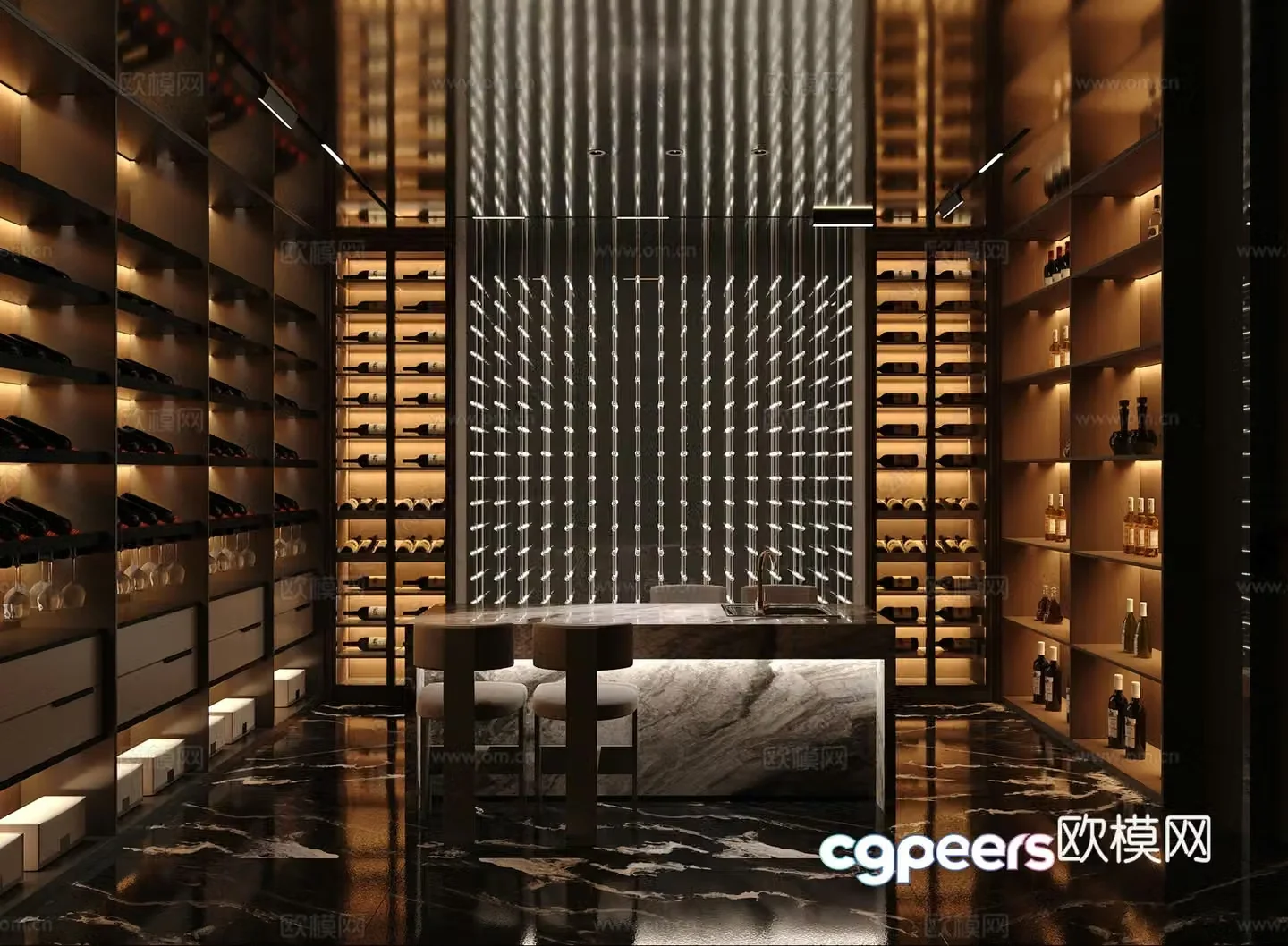 Modern Italian wine cellar Modern Italian wine cellar Modern wine cellar Dark wine cellar 3d model