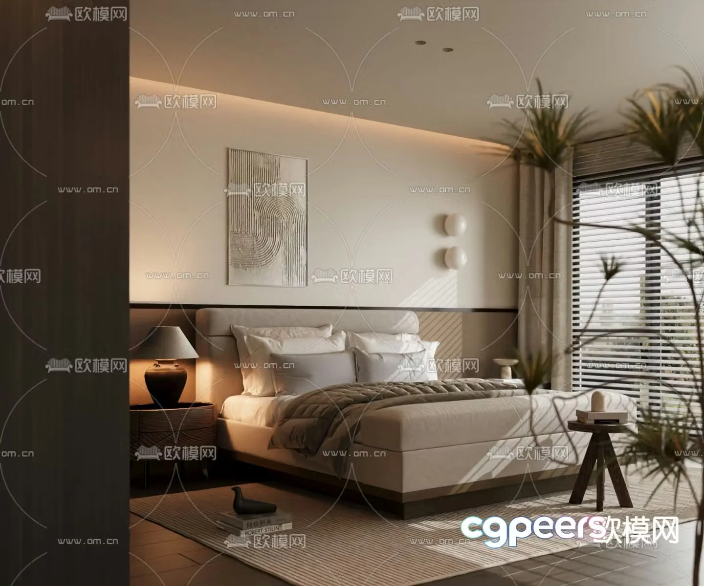Italian double bed 3d model