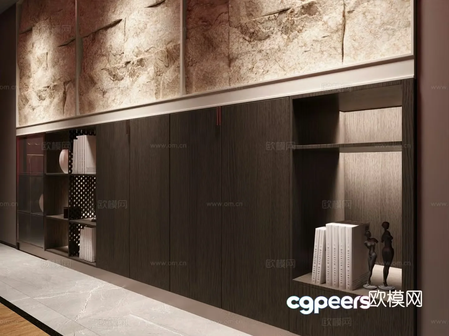 Modern bookcase Decorative bookcase Living room bookcase Background wall 3d model