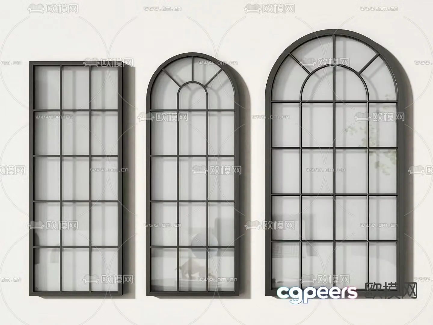 Simple European window casement window floor-to-ceiling window 3D model