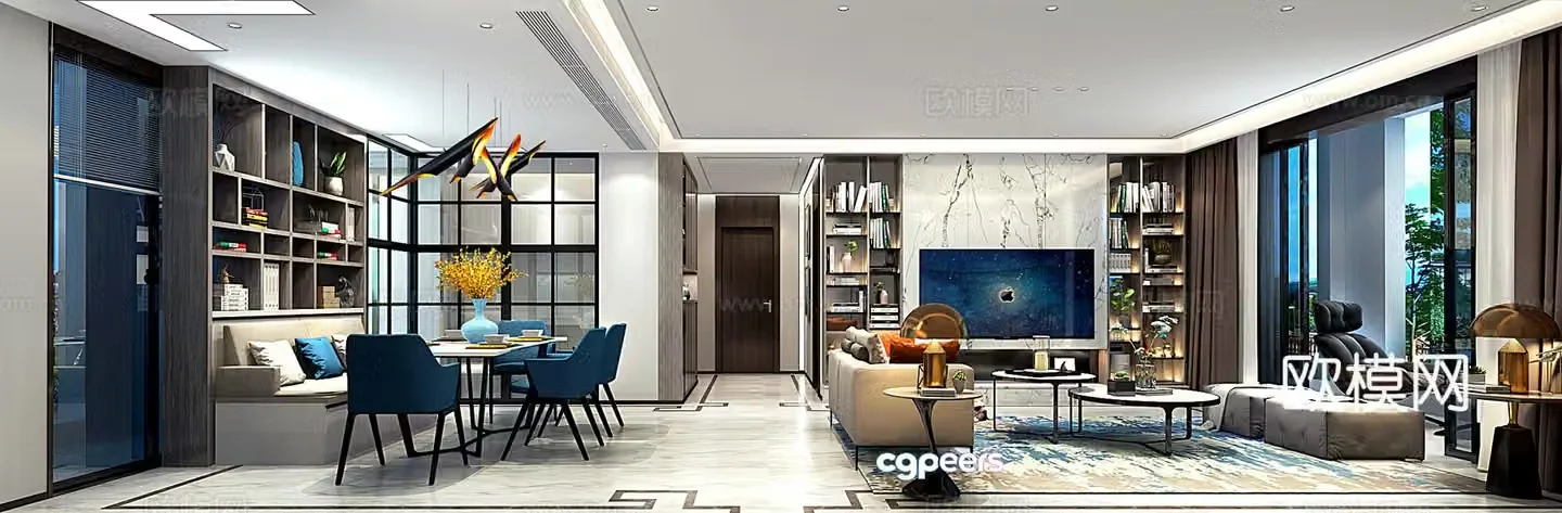 Nordic living room dining room chandeliers table lamp multi-person sofa single sofa coffee table decorative cabinet 3D model