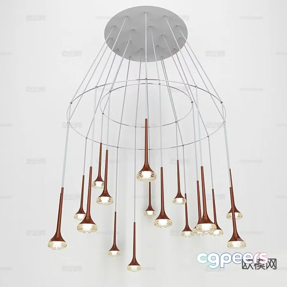 Simple European glass chandelier 3d model