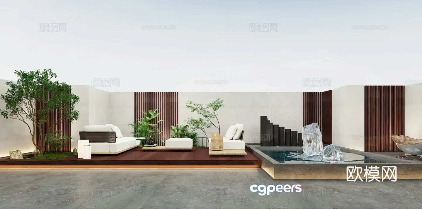 Modern minimalist garden garden 3d model