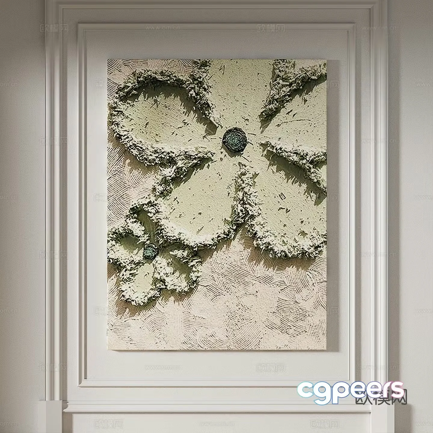 Modern simple texture abstract light luxury wasabi three-dimensional decorative painting 3d model