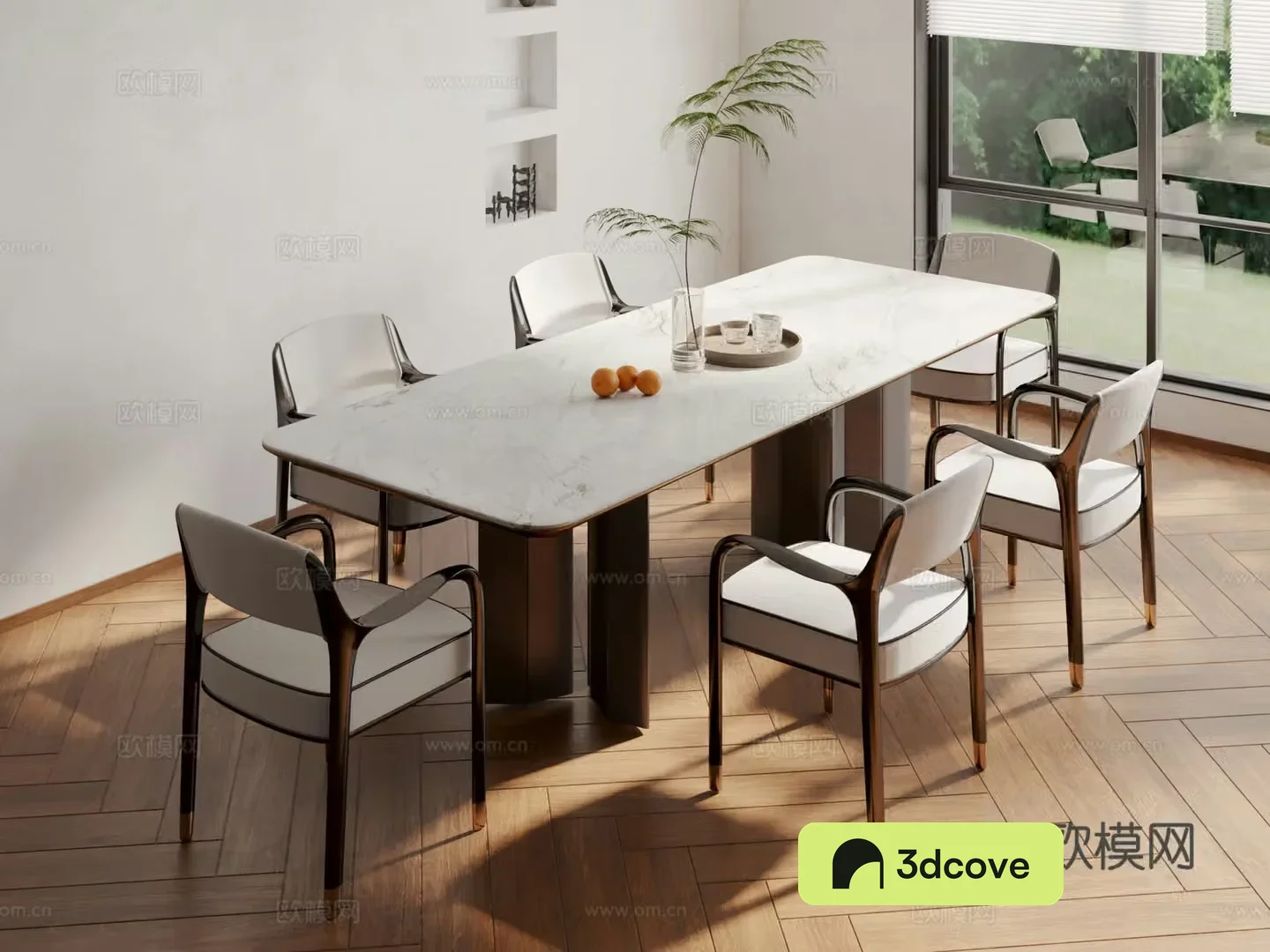 Modern slate dining table and chairs
