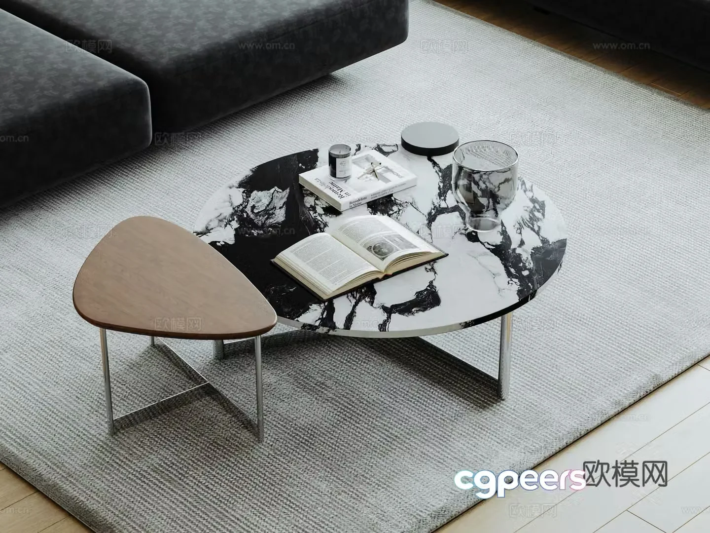 Marble coffee table mother-in-law coffee table 3d model