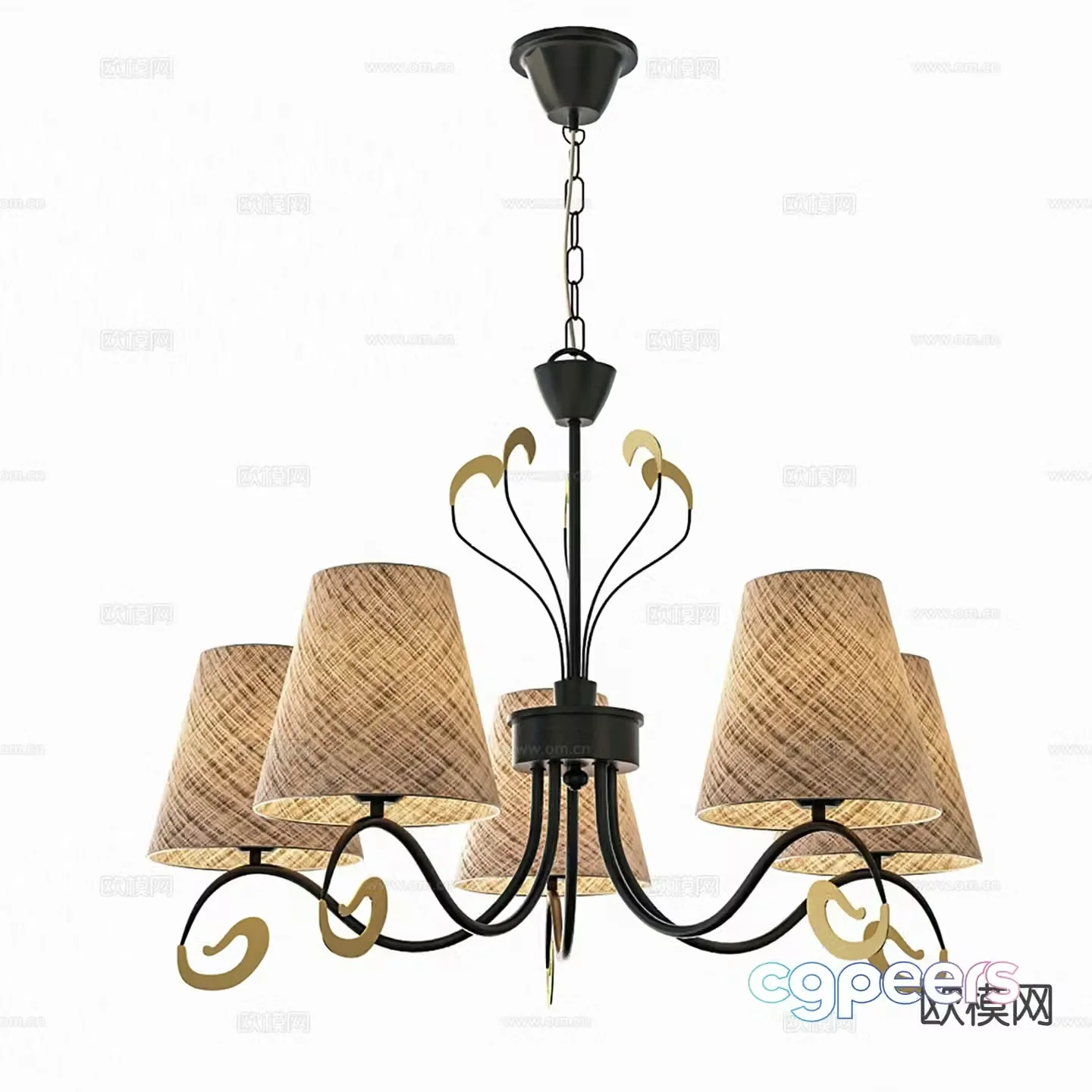 American chandelier multi-head chandelier 3d model