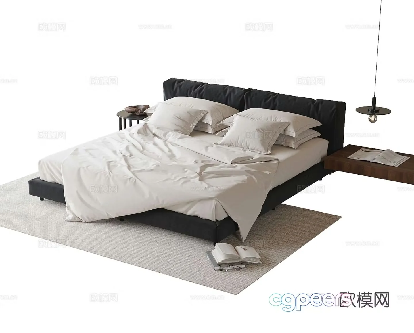 Modern double bed 3d model