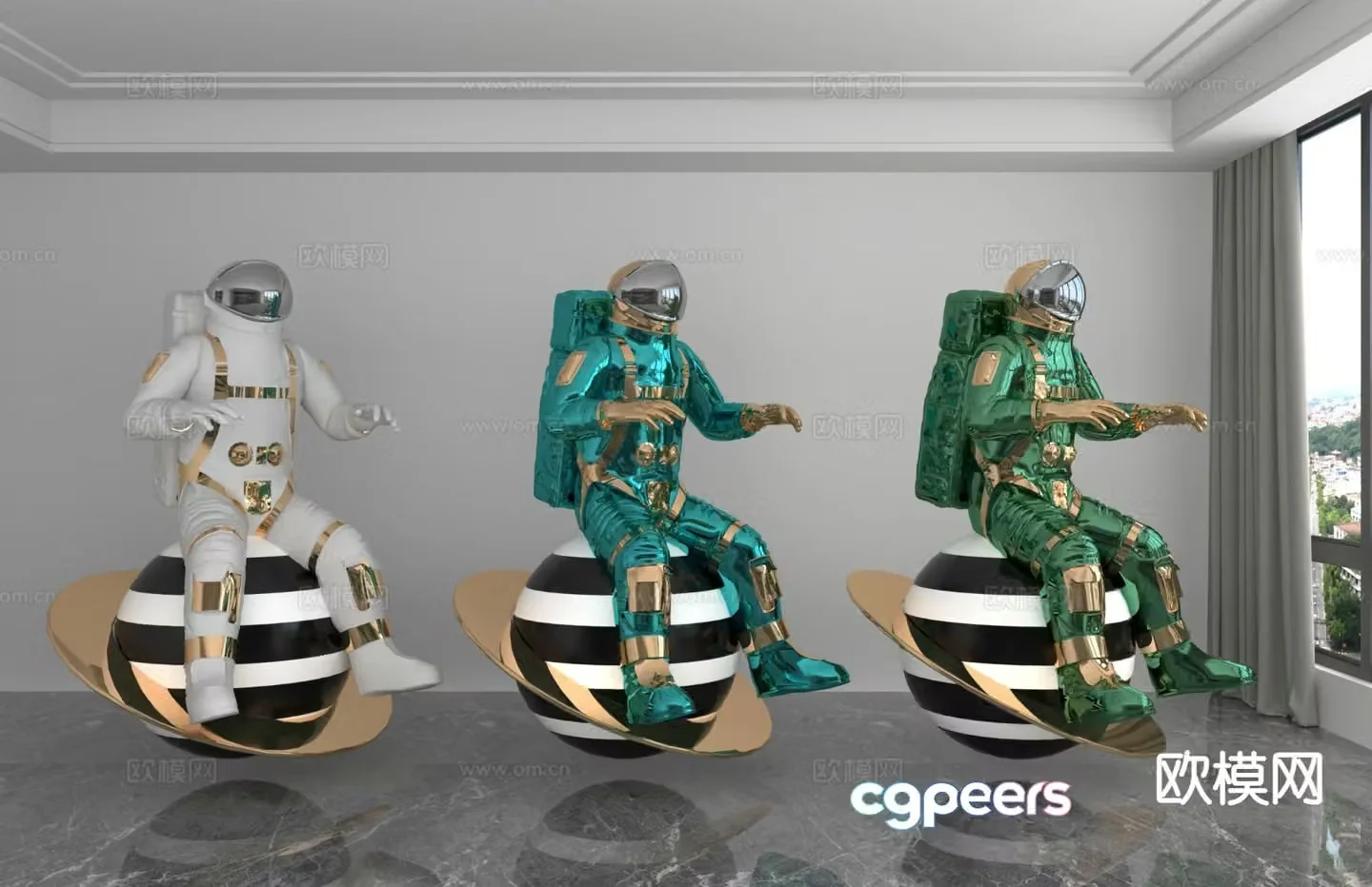 Laser astronaut trendy ornament 3D model