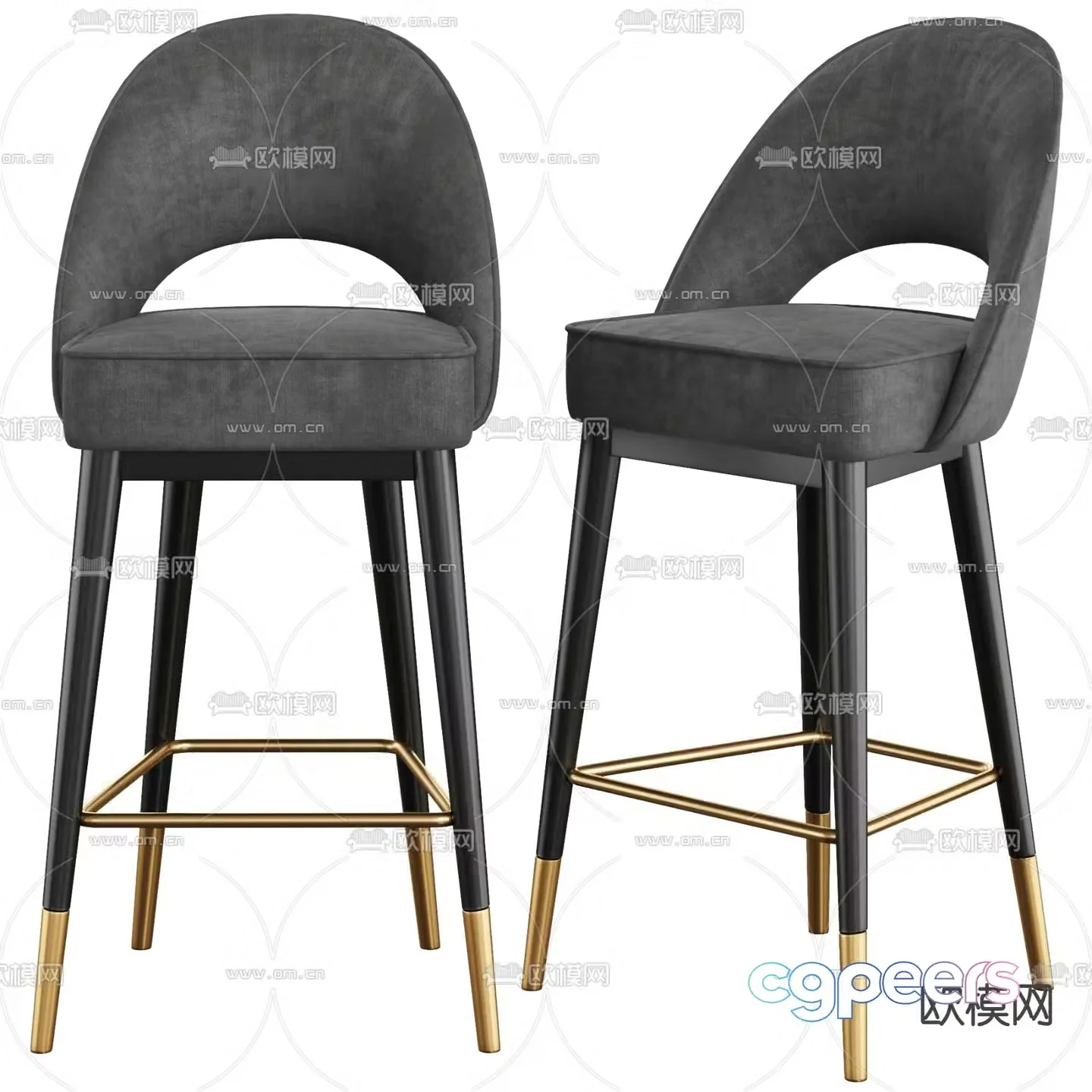 Light luxury bar chair bar stool high stool 3D model