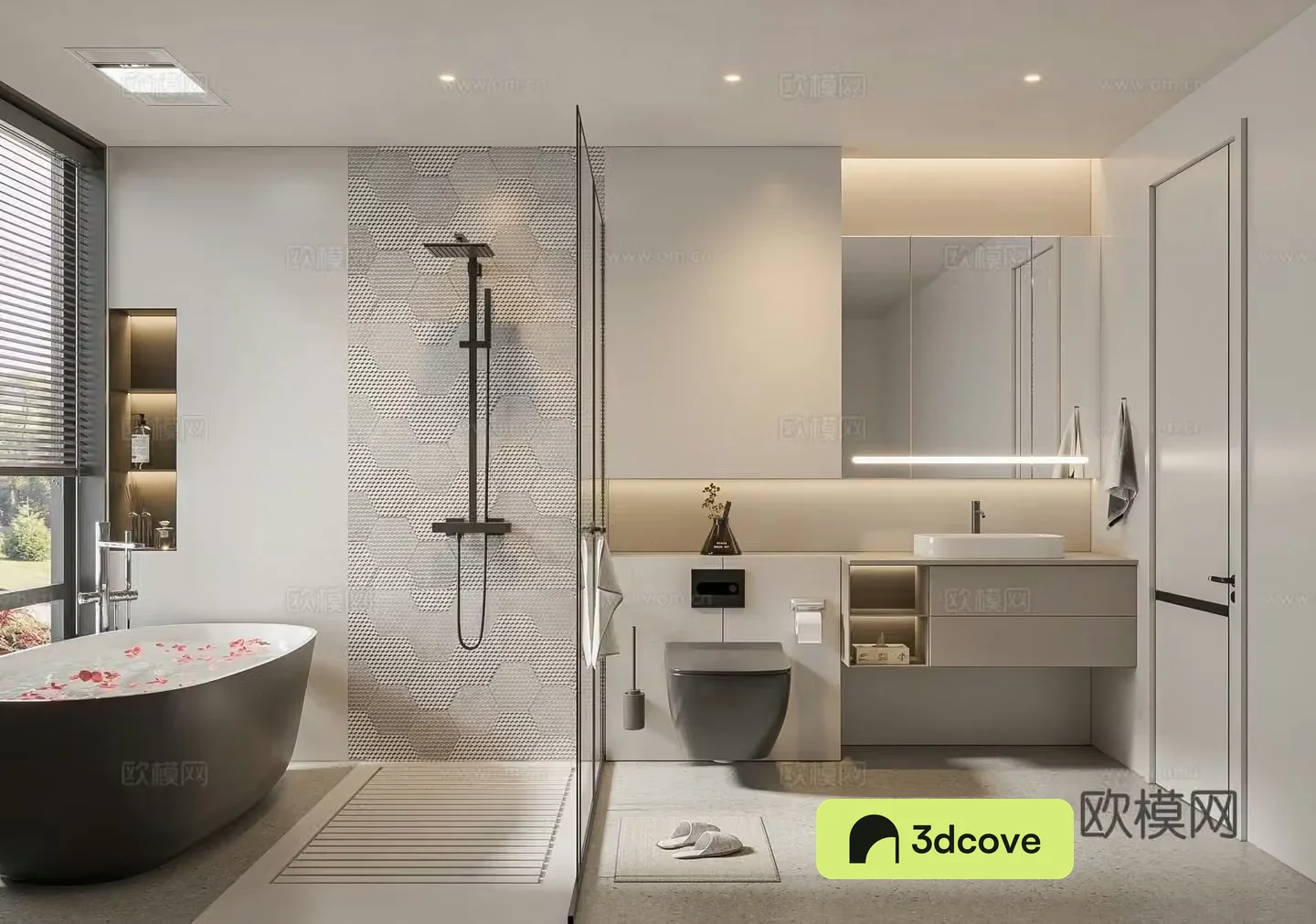 Modern bathroom cabinet washbasin mirror cabinet toilet shower room
