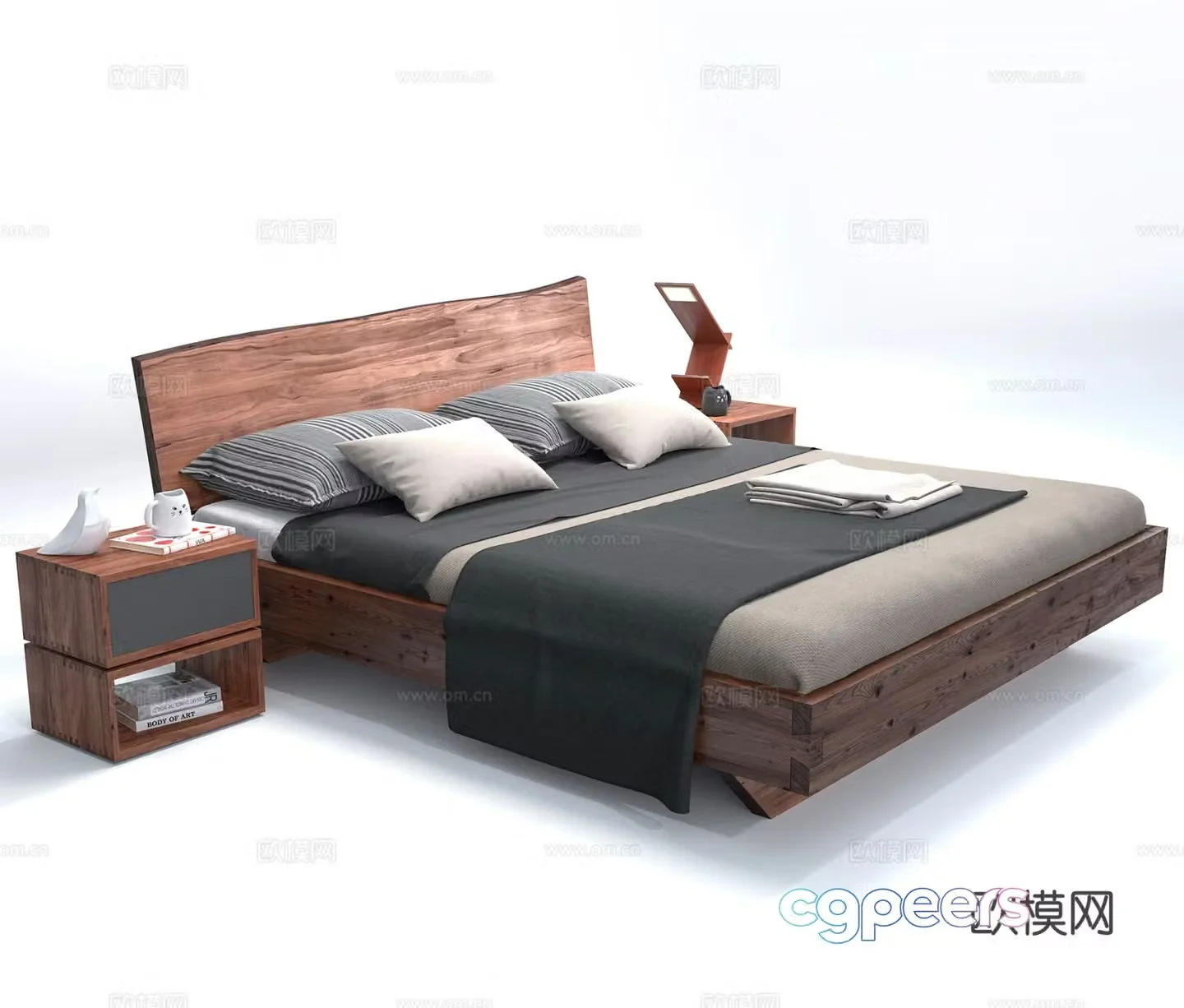 Modern double bed 3d model