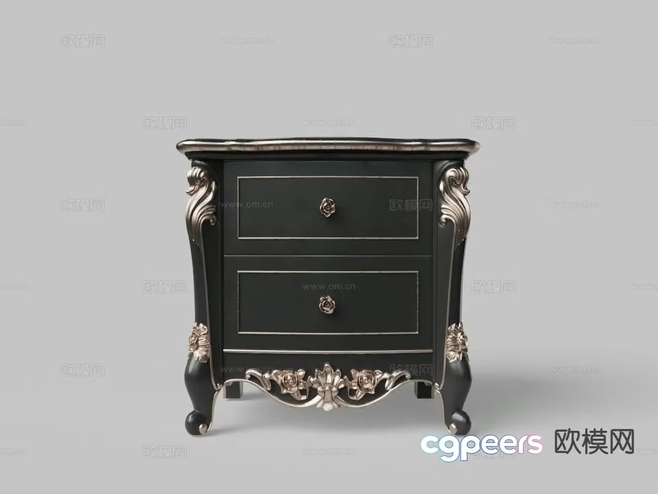 European carved bedside table 3d model