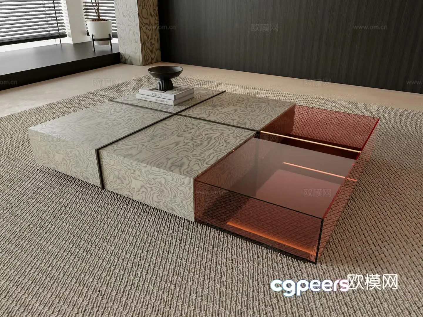 Modern acrylic coffee table 3d model