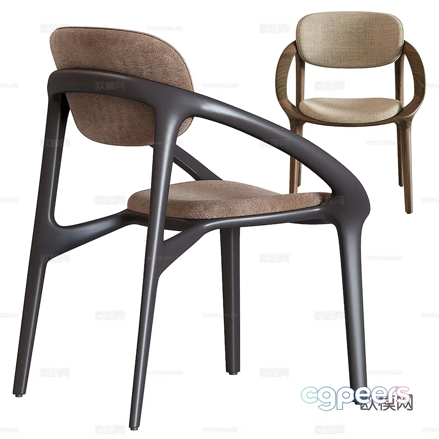 Modern single chair casual chair armchair dining chair 3d model