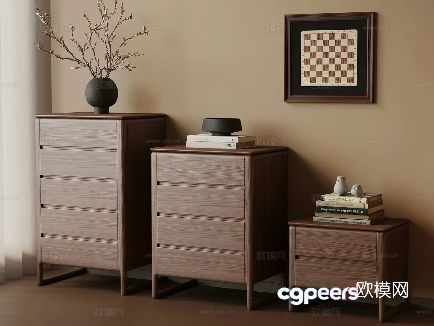 New Chinese style chest of drawers low cabinets side cabinets decorative ornaments 3D model