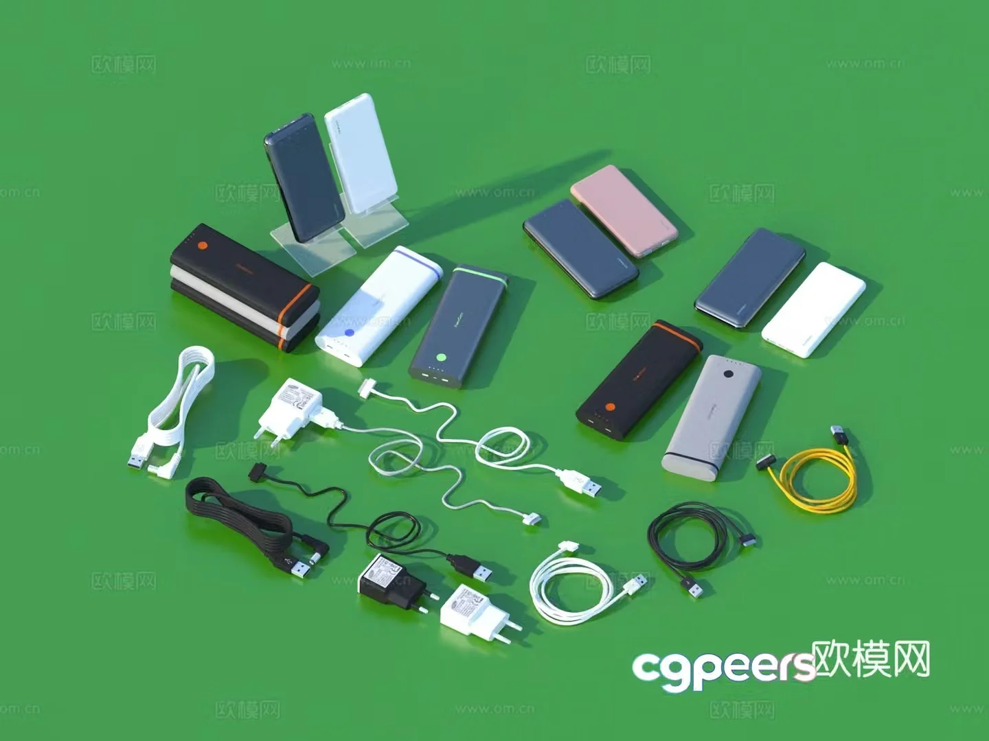 Charging cable Power bank Mobile hard drive Digital product 3D model