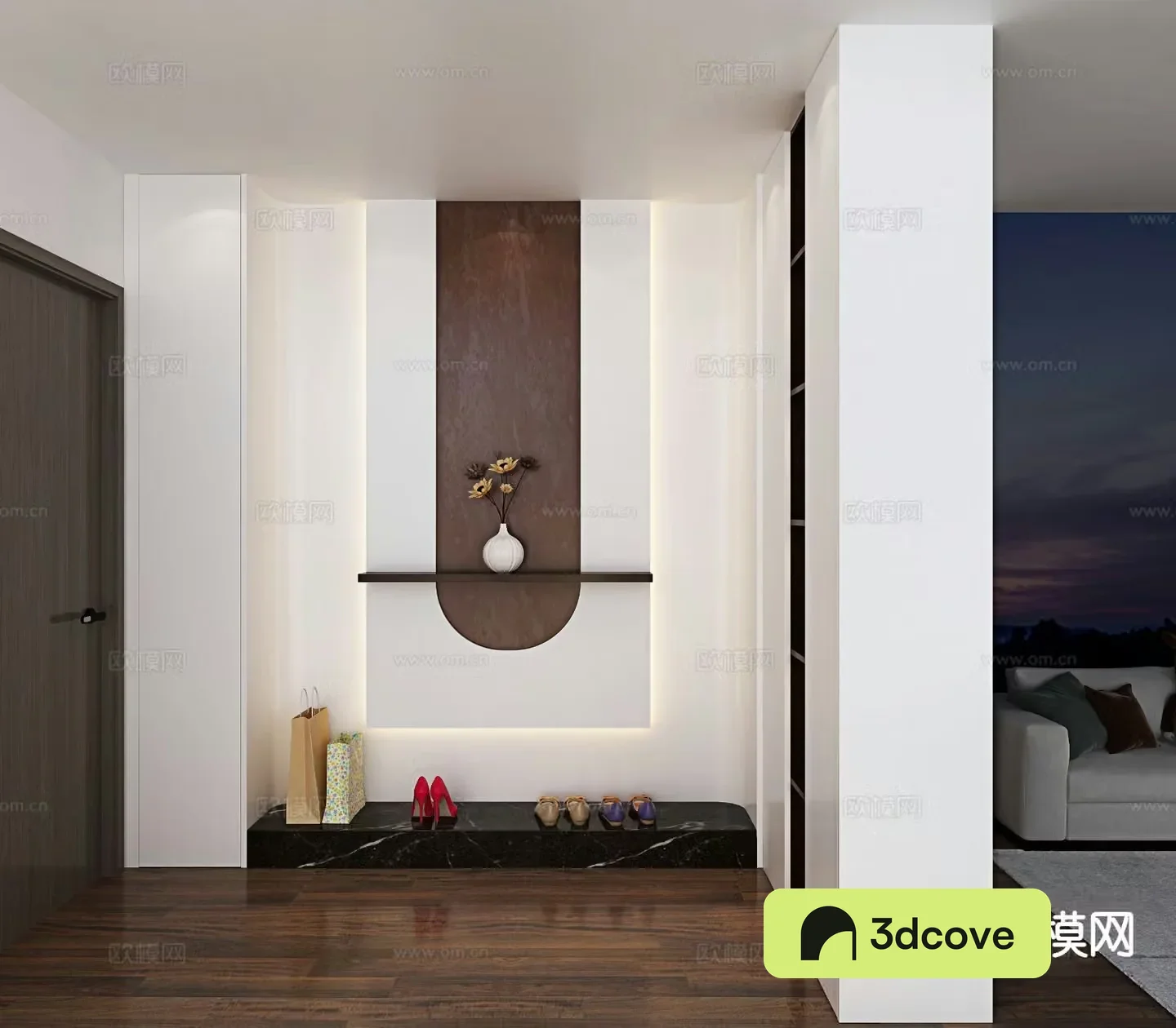 Modern entrance cabinet customized facing wall