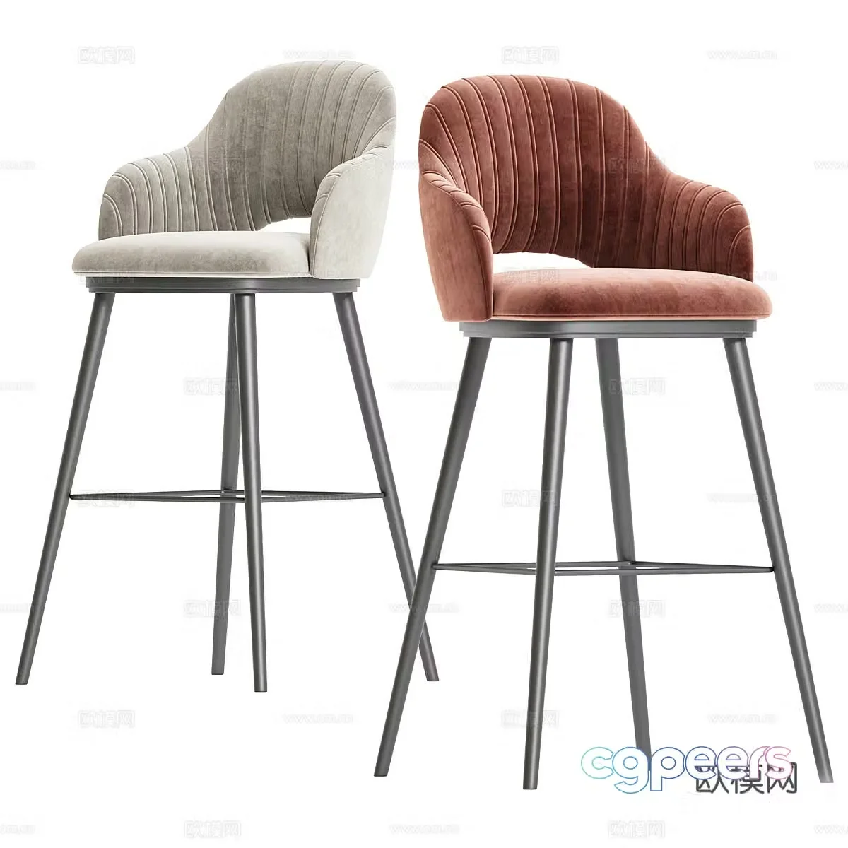 New Chinese style light luxury bar chair 3D model
