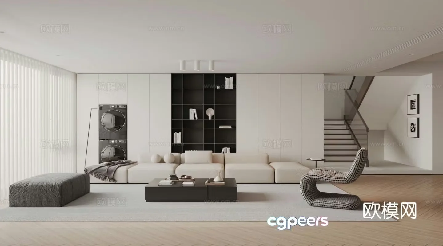 Modern minimalist living room 3d model