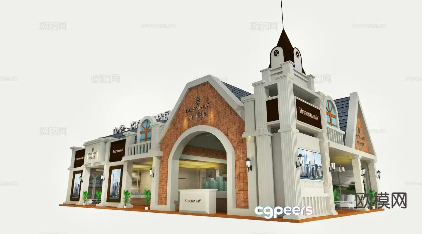 European exhibition exhibition exhibition hall appearance 3d model