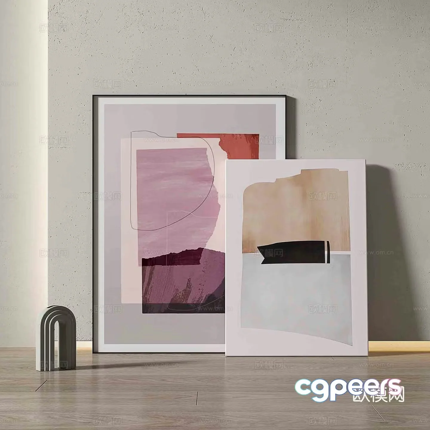 Modern texture painting decorative painting 3d model